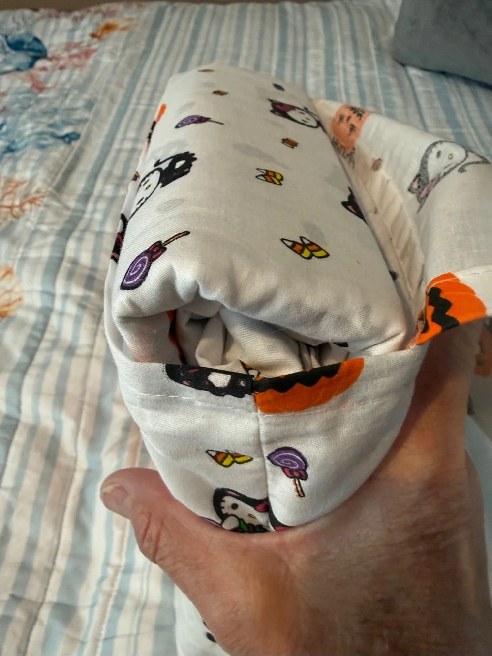 Hello Kitty White Sheet Set with Orange & Black Halloween Accents